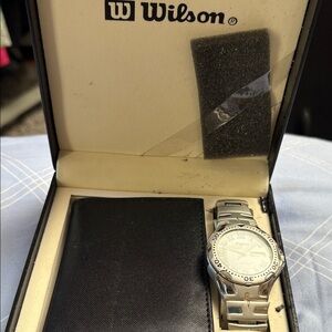 Wilson Silver Stainless Steel Watch with Black Wallet